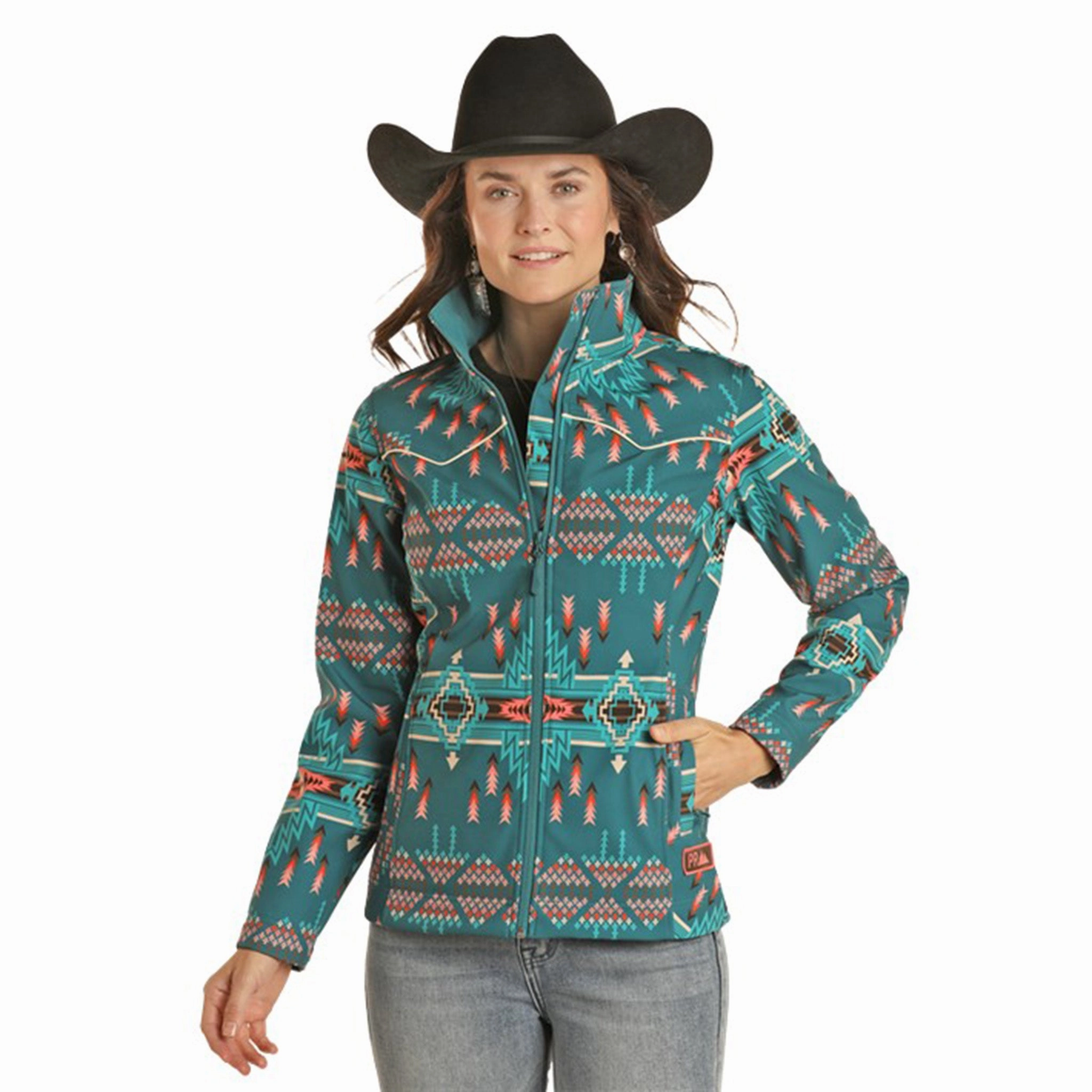 clean design Plaid Print Powder River Women's Aztec Shell Jacket