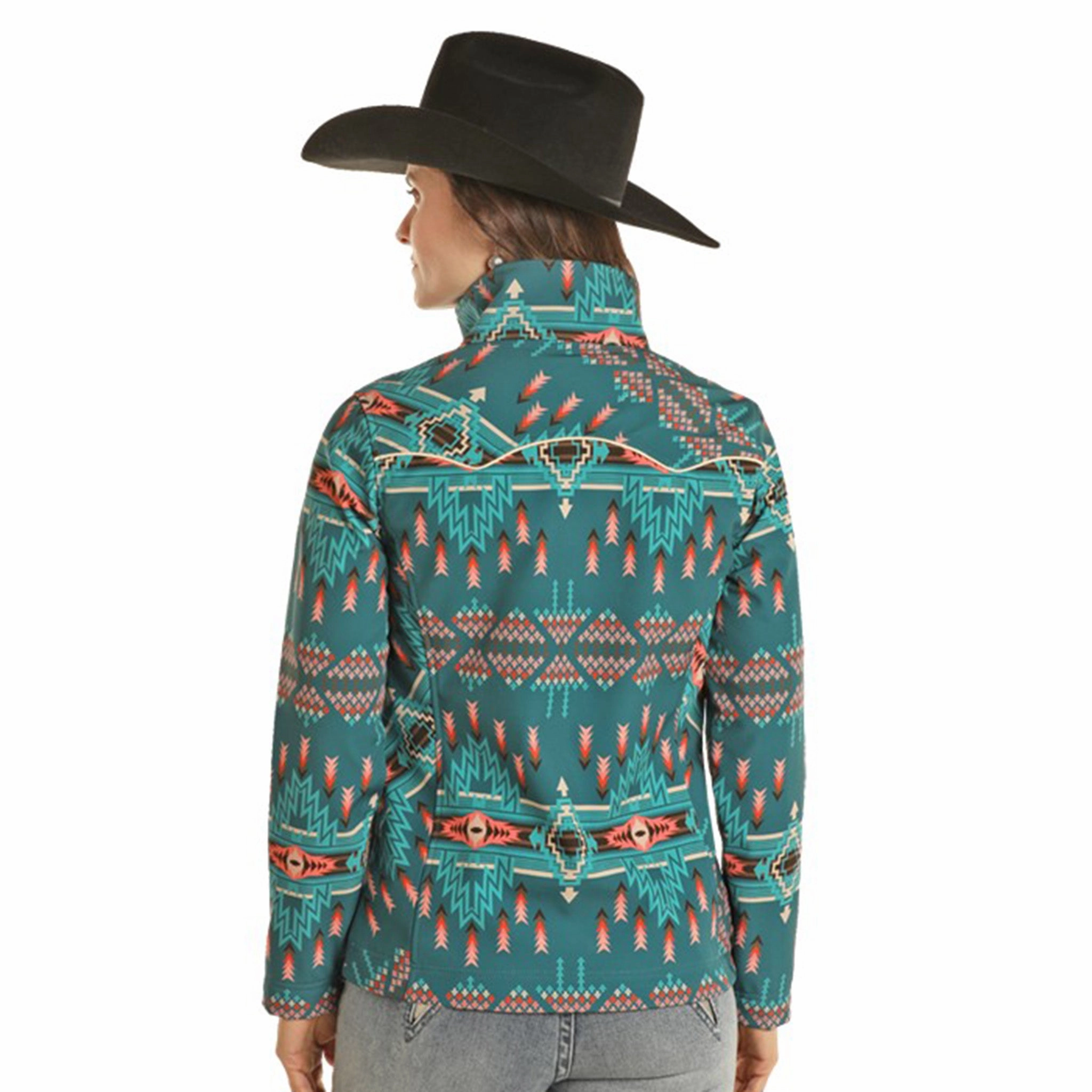 Powder River Women's Aztec Shell Jacket Windproof Inner Layer Articulated Sleeves