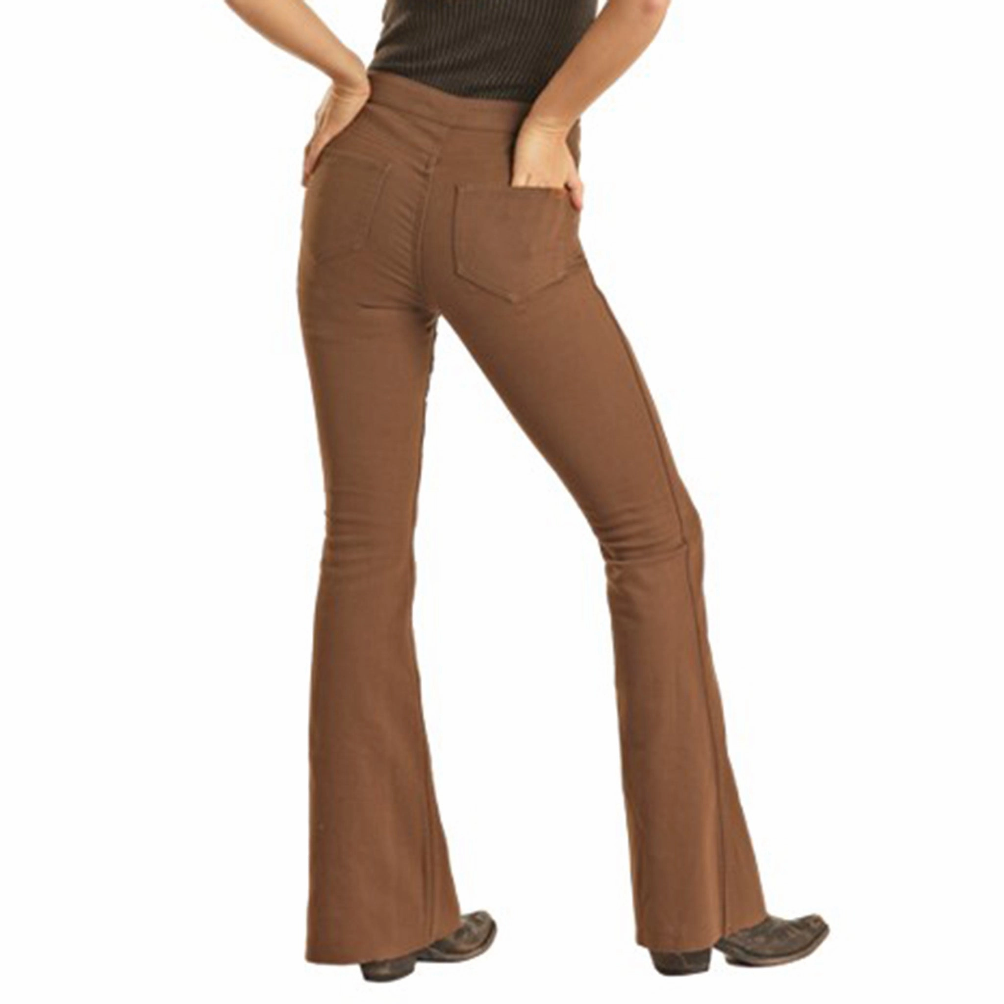 Rock & Roll Denim Women's Brown Reversible Flares Artist Vibe Work Meeting Casual