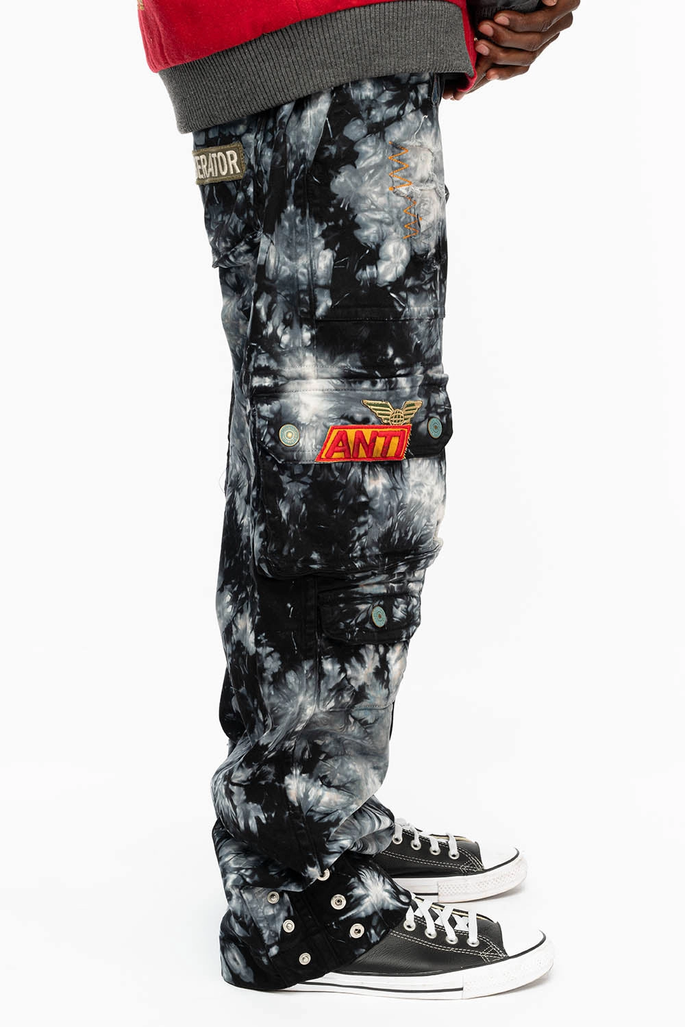 Utility Basic ORIGINAL ROBIN??S JEAN CALL OF DUTY CARGO PANTS IN CRYSTAL TYE DYE BLK WITH PATCH