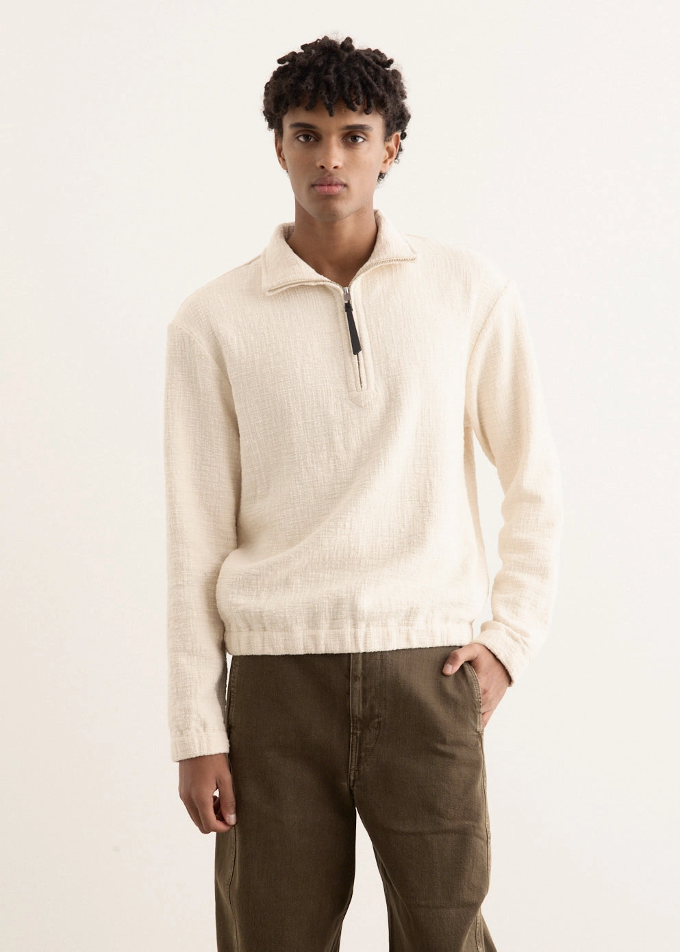 Textured Cotton Pullover Snag Free Surface
