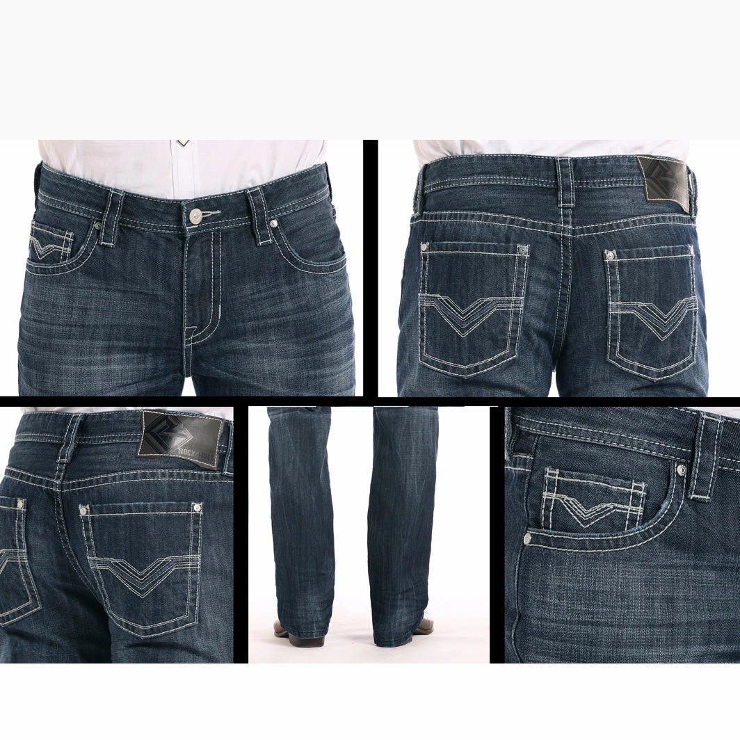 Pre Shrunk Fabric Casual Musthave Rock & Rock Men's Pistol Straight Leg Jean