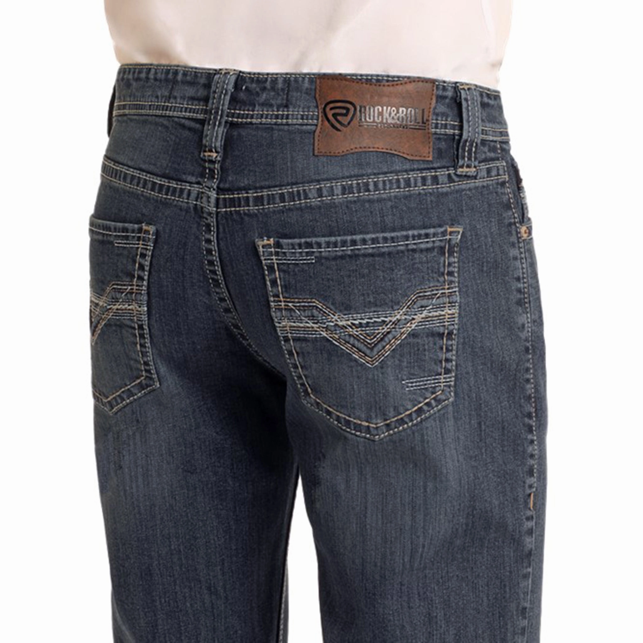 Rock & Roll Men's Dark Vintage Double Barrel Strait Leg Jeans Festival Outfit Comfy Always Fits Well