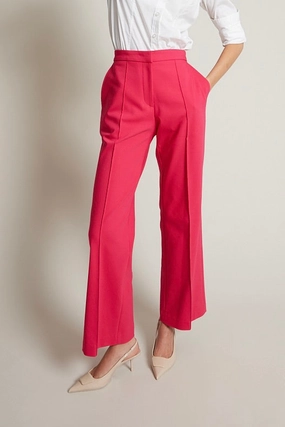 Preston Pin Tuck Pants With Slant Pockets - Raspberry All Purpose Non Slip Waistband