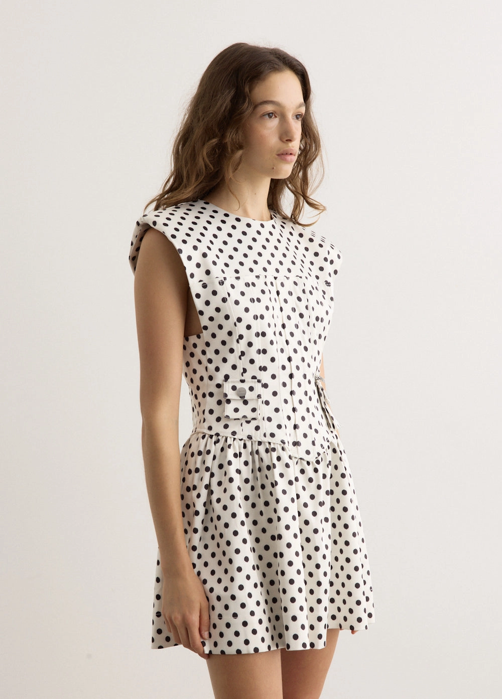 Printed Double Satin Corset Mini Dress Simple Flow Easy Fit