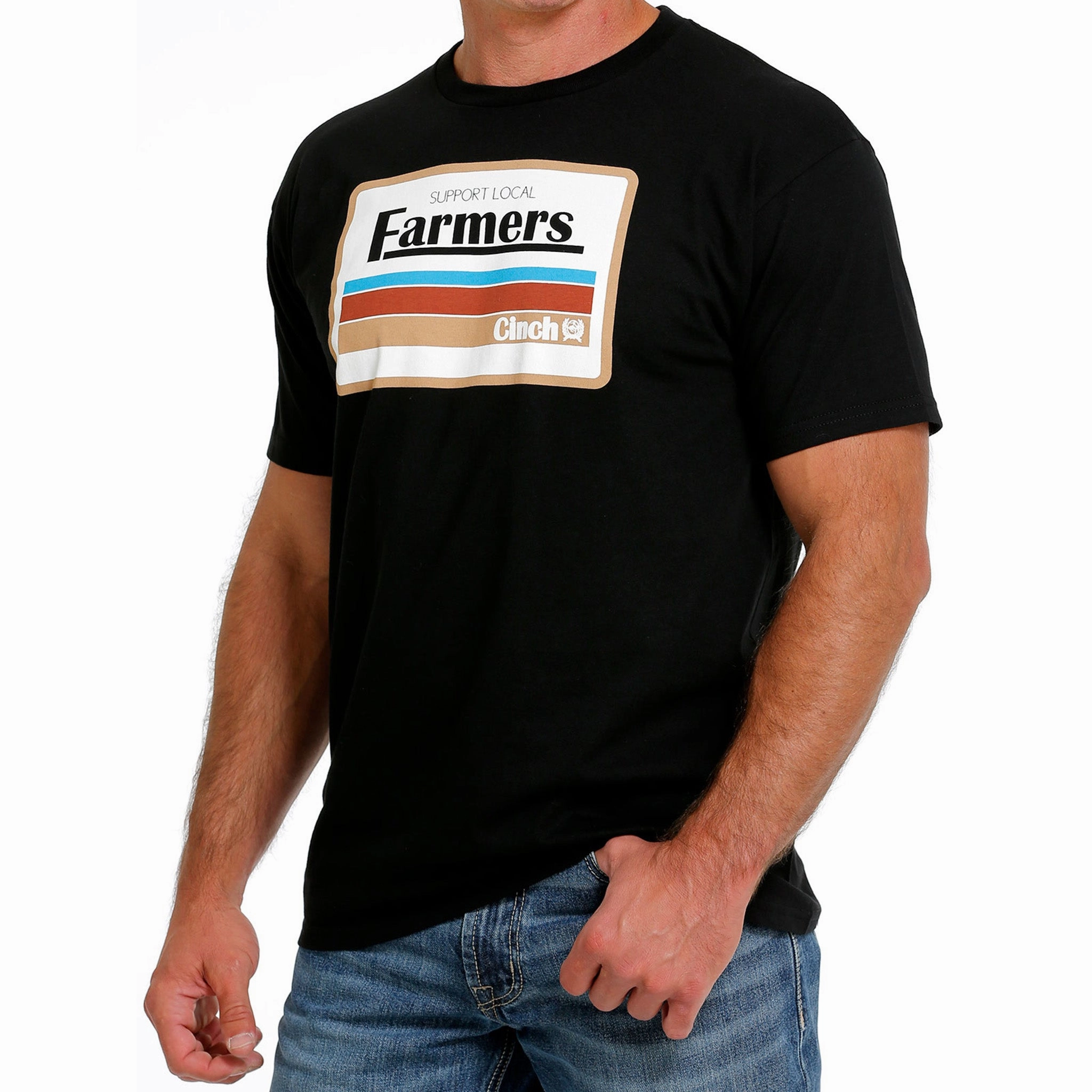 Cinch Men's Black Support Farmer T-Shirt Stretch Material