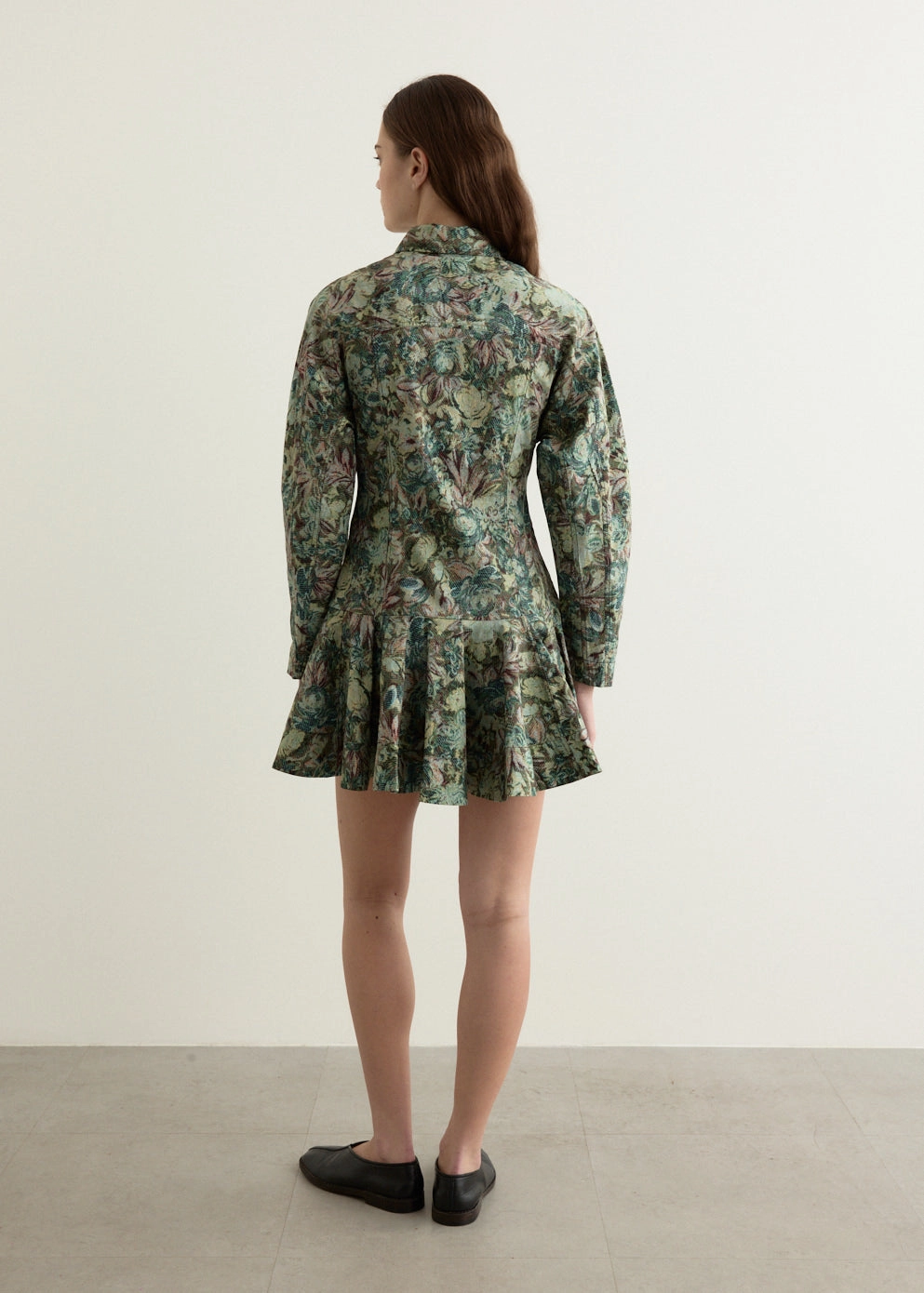 Timeless Line Cool Form Printed Stretch Cotton Buttoned Mini Dress