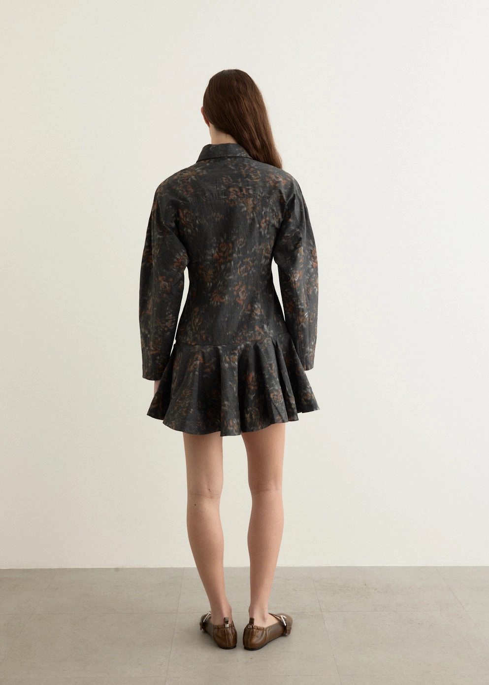 Printed Stretch Cotton Buttoned Mini Dress Perfect Shape Love Blend