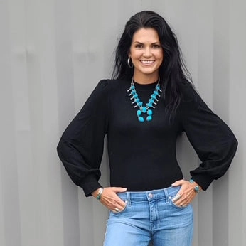 Puff Sleeve Body Suit - Available in Black, Off White, & Wine Tencel Blend Fabric