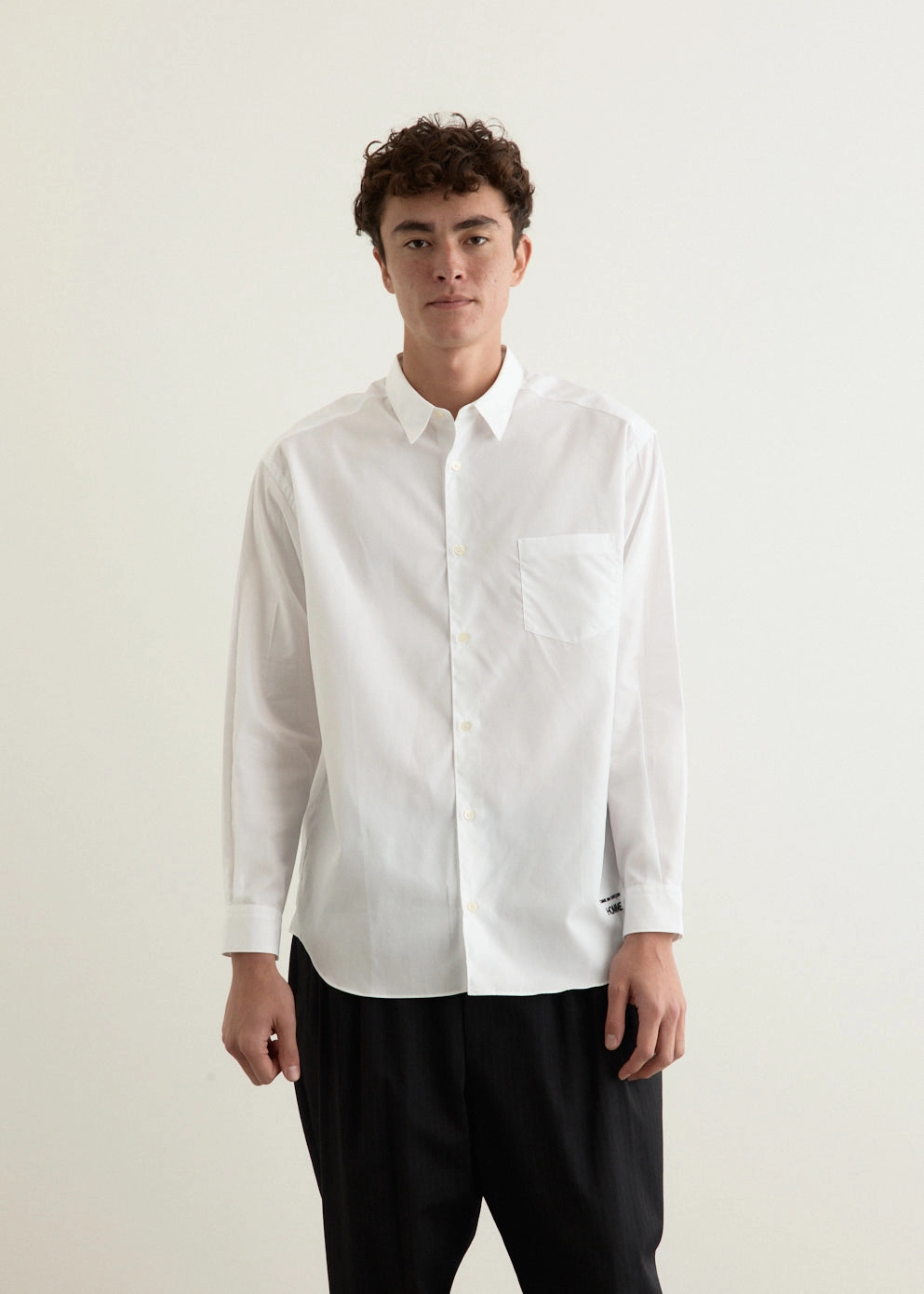 Ombre look Reinforced Side Vents Cotton Broad Logo Shirt