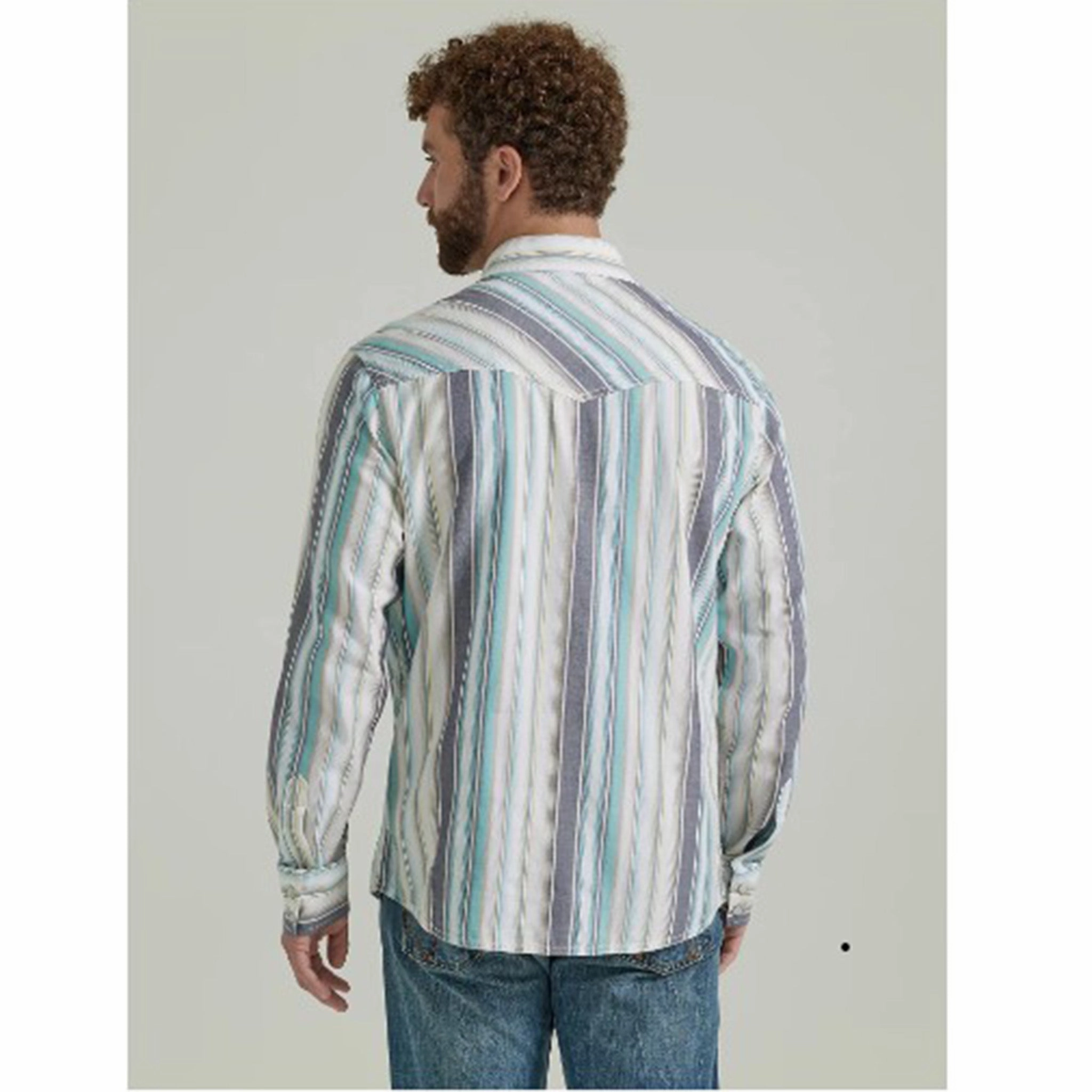 Soft Touch All-Ages Fit Wrangler Men's Multi Stripe Long Sleeve
