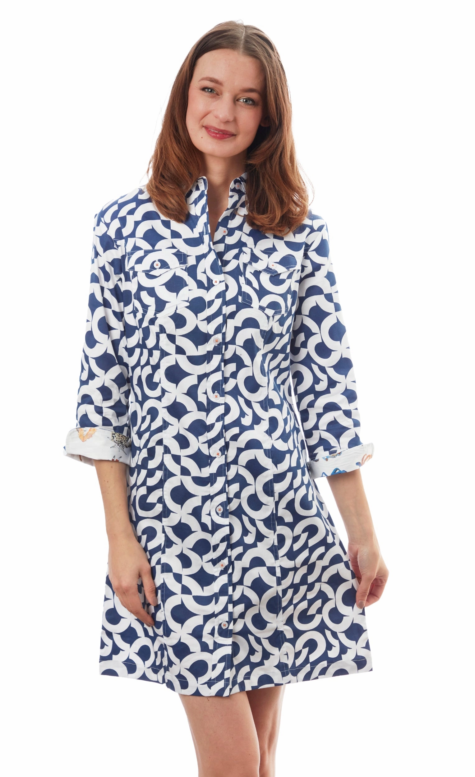Summer Outfit Applique-Detail Sag Harbor Dress - Navy White Broken Circle