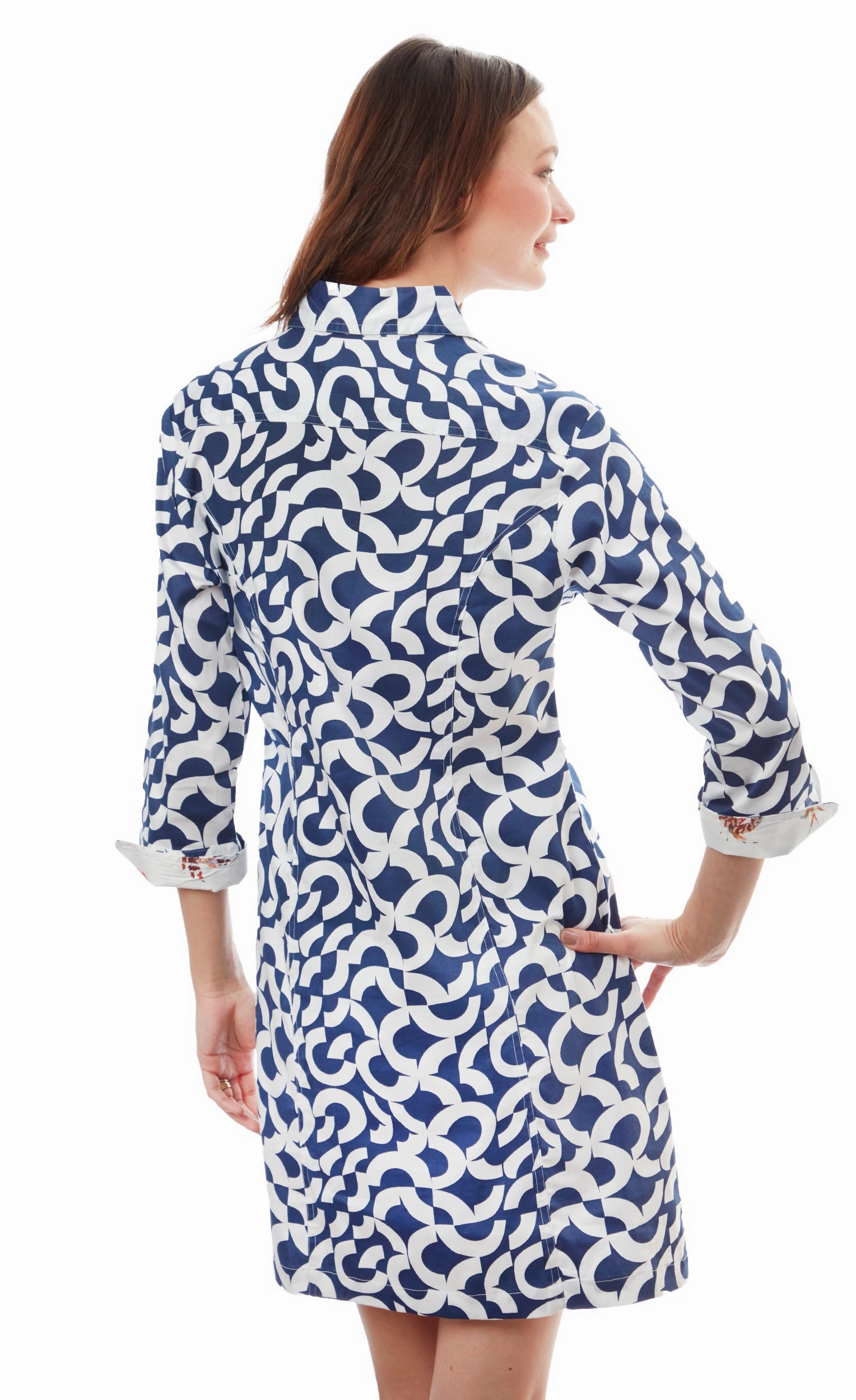 Timeless Piece Breezy Style Sag Harbor Dress - Navy White Broken Circle