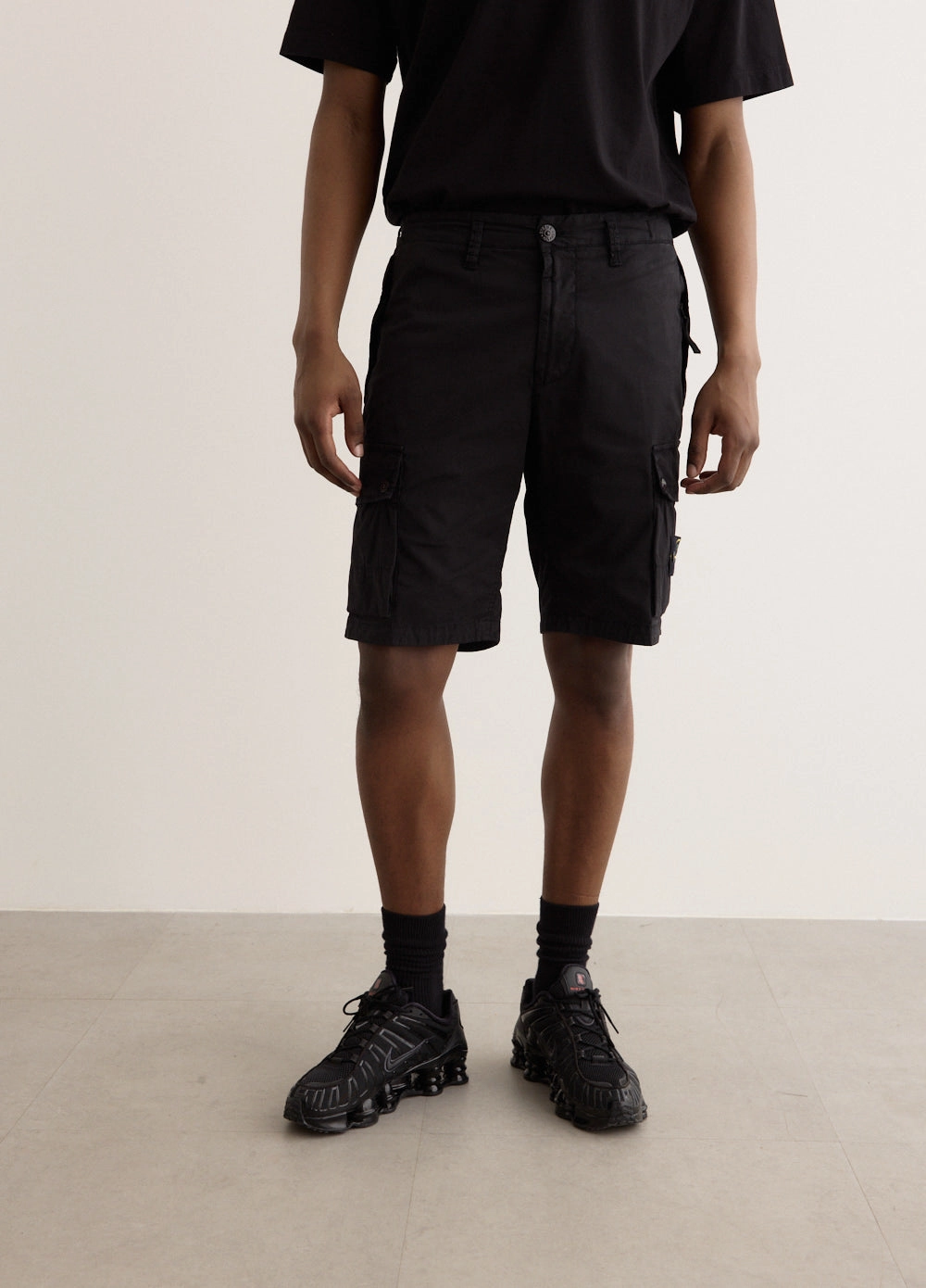 Supima Cotton Twill Stretch Cargo Shorts Secure Pocket Zippers