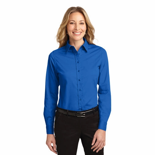 FrayResistant Fabric Breathable fabric Port Authority Women's STRONG BLUE Easy Care Long Sleeve Shirt