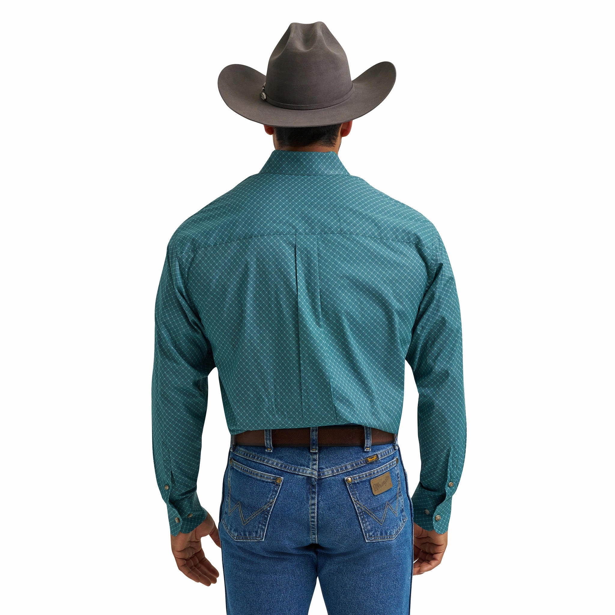 Wrangler George Strait Teal Diamond Long Sleeve Shirt Oversized style