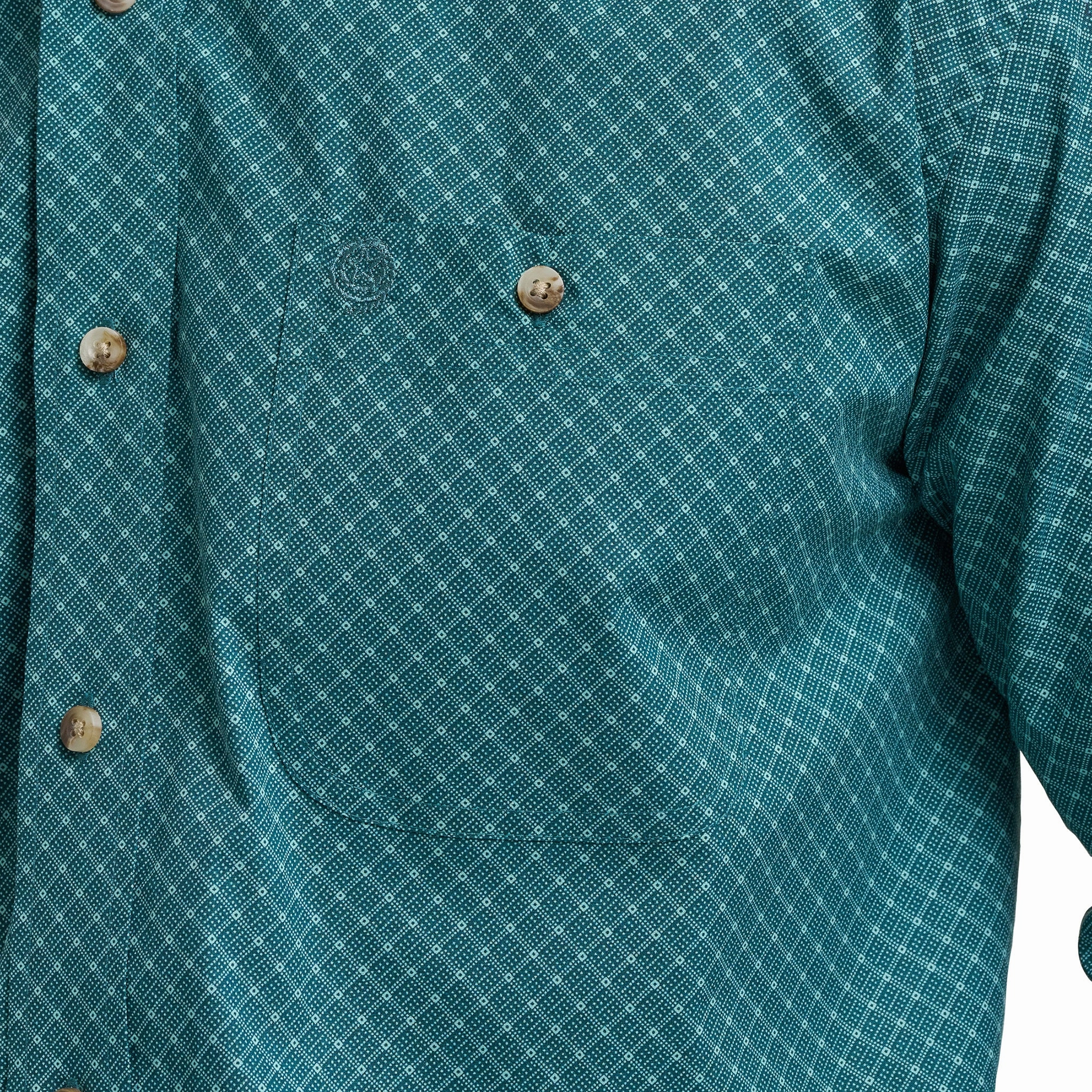 Wrangler George Strait Teal Diamond Long Sleeve Shirt Lounge Comfort Trendy Fashion