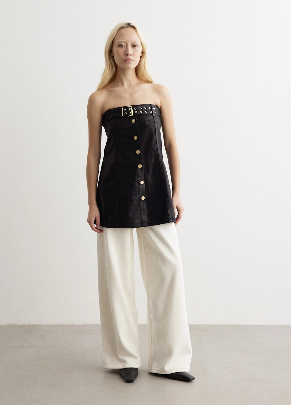 Foil Denim Corsage Top Active Wear