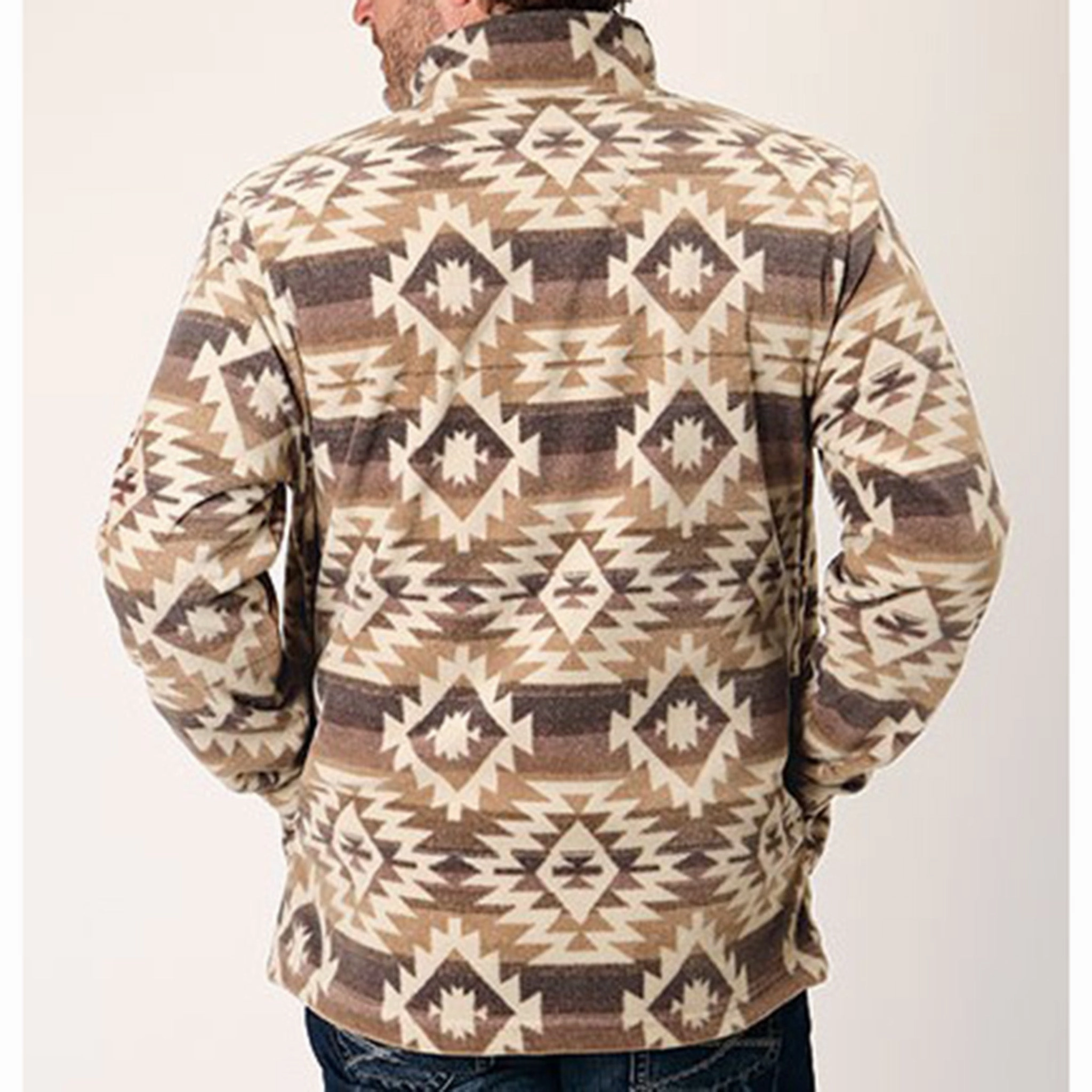 Roper Men's Brown & Khaki Aztec 1/4 Zip CompactFoldable
