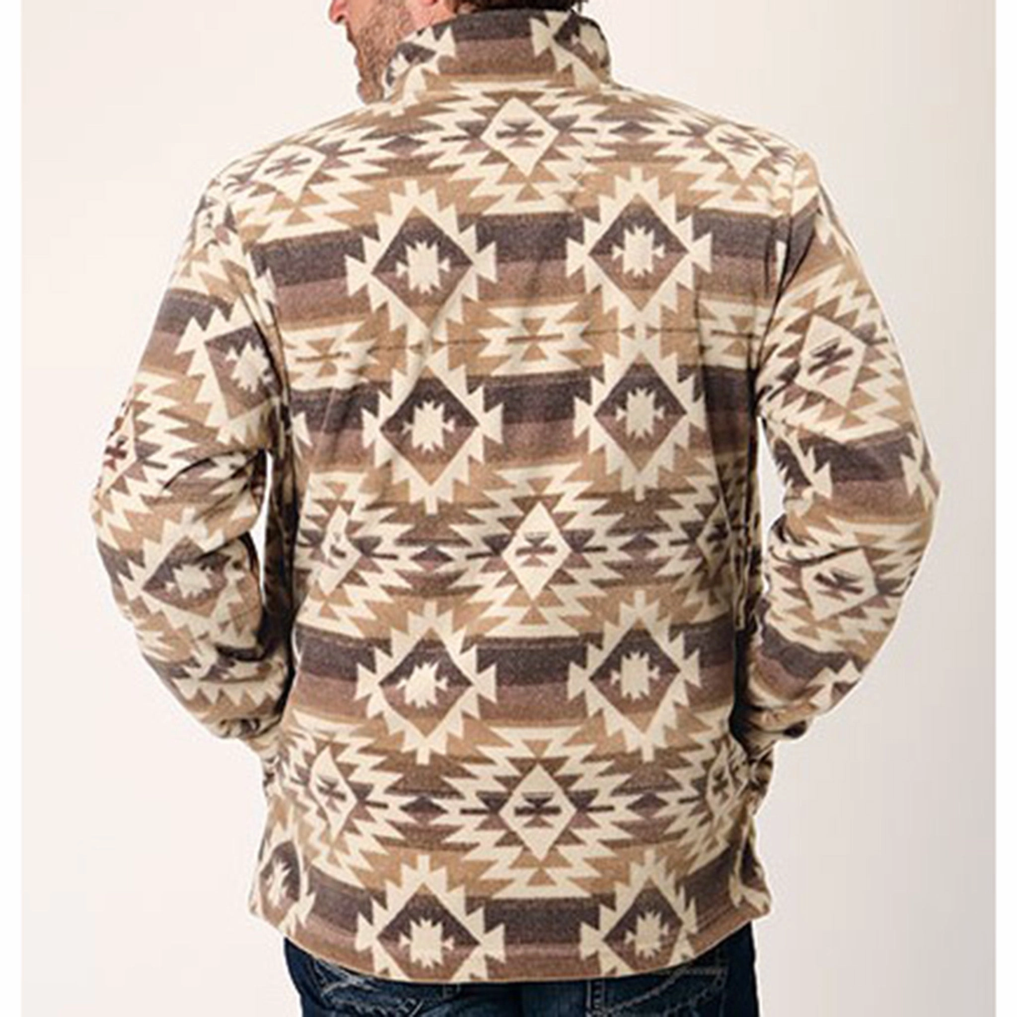 Roper Men's Brown & Khaki Aztec 1/4 Zip Moisture Wicking Lining Hooded Versatile Design