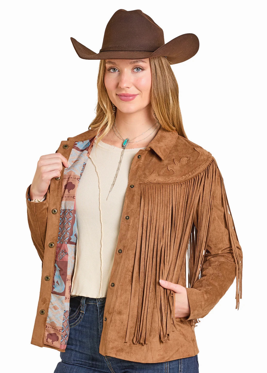 Panhandle Slim Fringe Suede Jacket clean design Weatherproof Seams