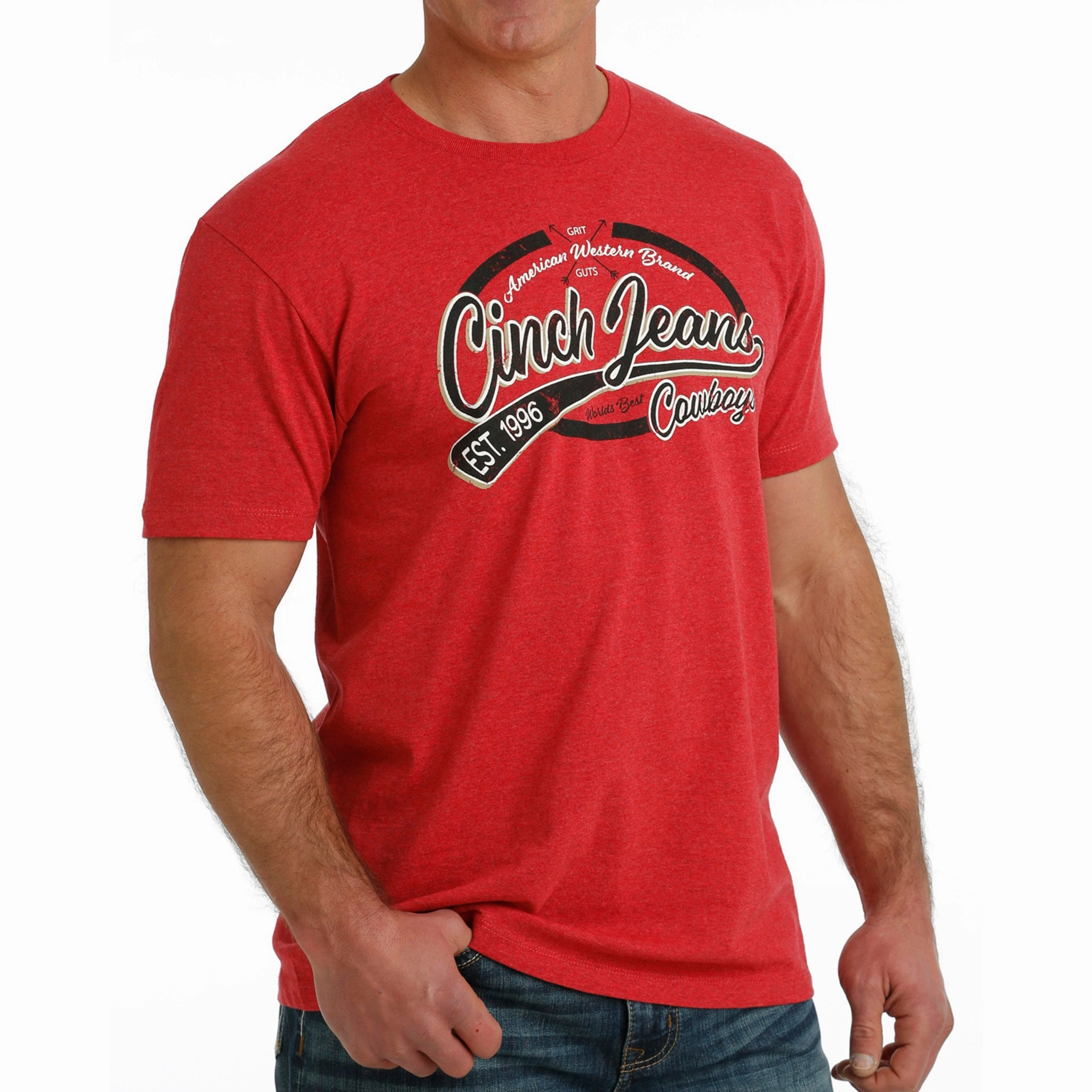 Cinch Men's Red Logo Tee Stylish Appearance