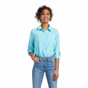 Ribbed Trims Ariat Women's Sky Blue VentTEK Long Sleeve
