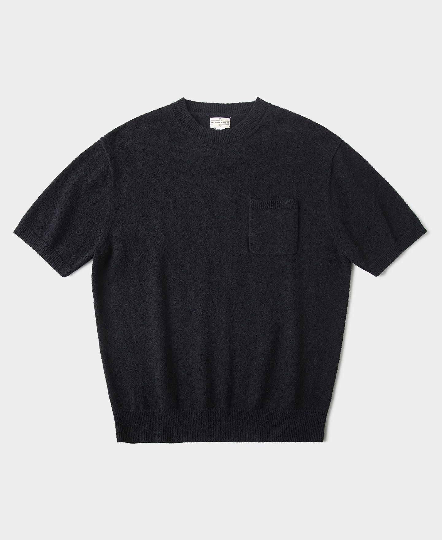 Lot 918 1940s Cotton-Blend Boucl?? Pocket T-Shirt - Black Smooth Finish Soft And Comfortable