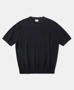 Travel Comfort Style Playful Vibes Lot 918 1940s Cotton-Blend Boucl?? Pocket T-Shirt - Black