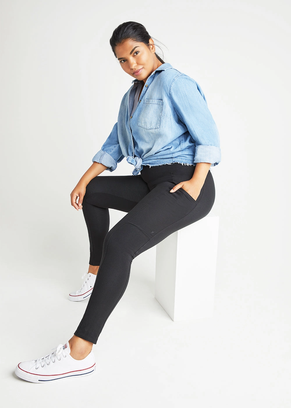 Rachel Shaping Legging w/ Pockets - 360Sculpt? Cotton - Black High Rise