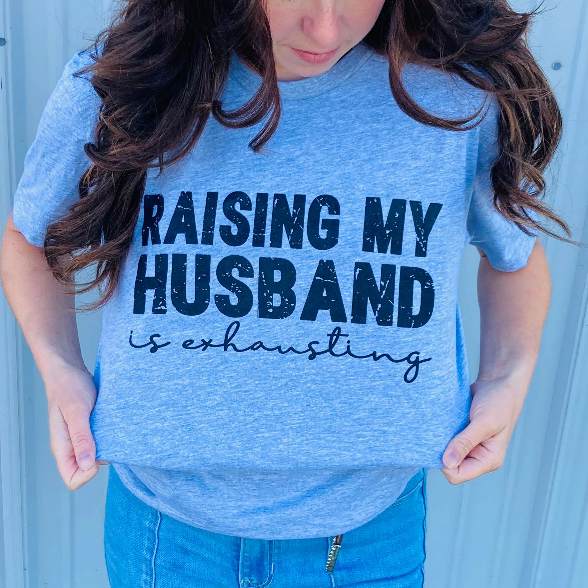 Raising My Husband Tee Ribbed Collar Style AllPurposeWear
