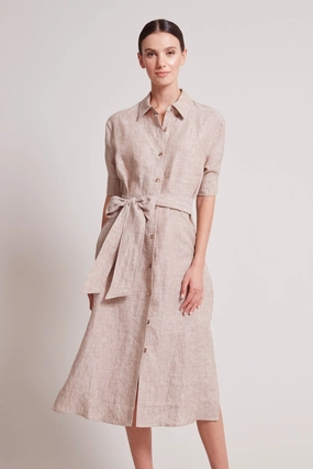 Randi Long Buttoned Shirt Dress - Caramel Red-Carpet Day Glow