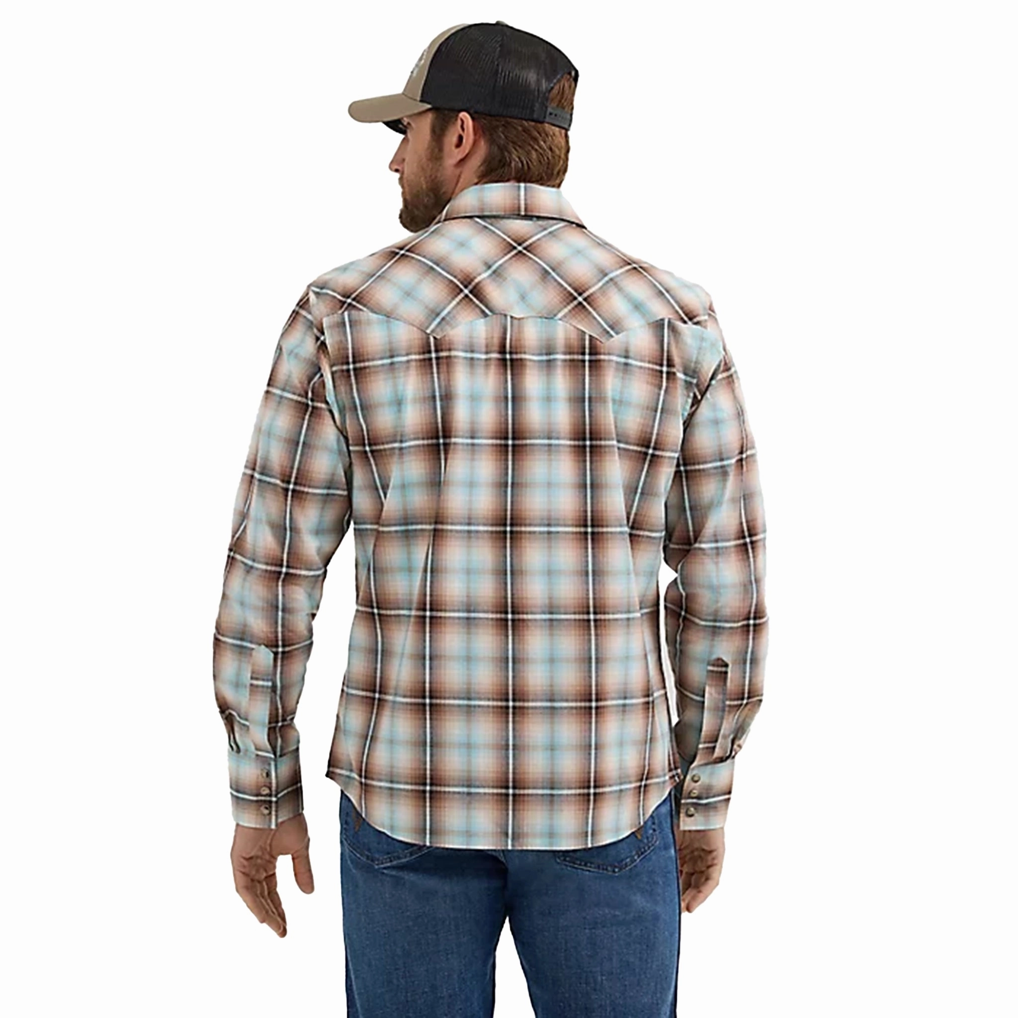 Street Style Seamless Sides Wrangler Men's Retro Plaid Long Sleeve