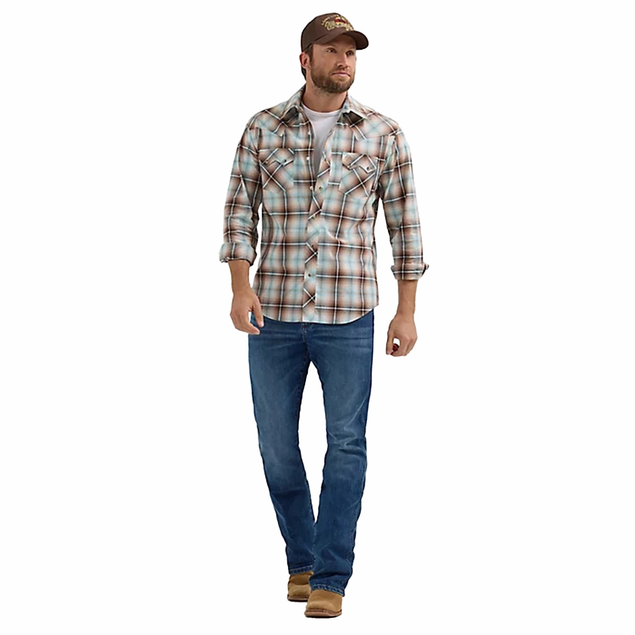 Wrangler Men's Retro Plaid Long Sleeve No Chafe Edging Durable Buttons