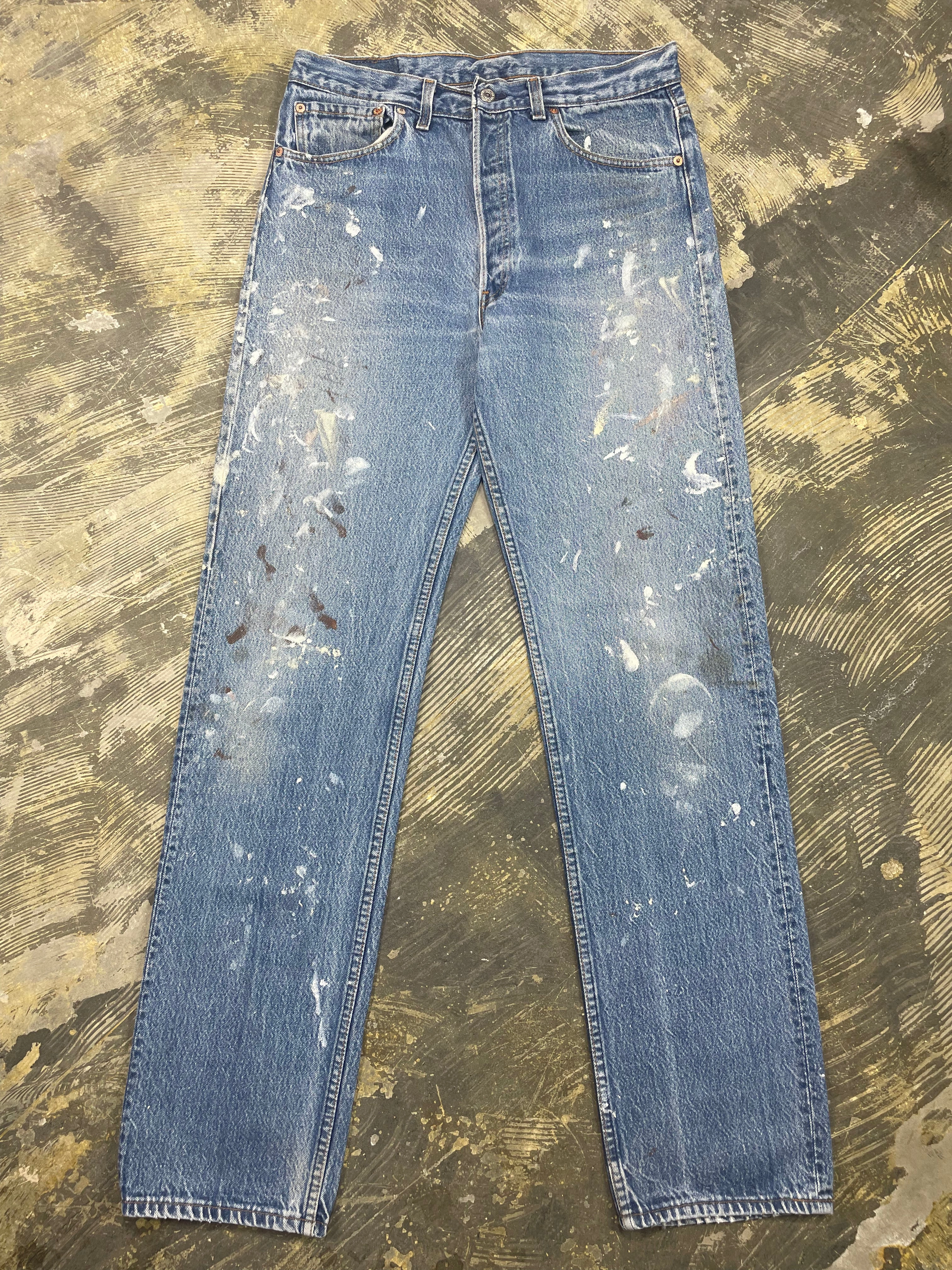 Vintage Levi 501 USA Premium Wash Denim Jeans w/ Paint  (JYJ-0321) Heavyweight Denim