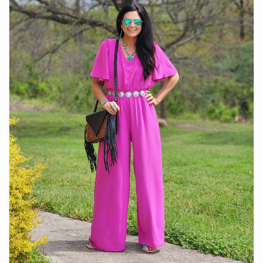 Simple Detail Pink Jumpsuit