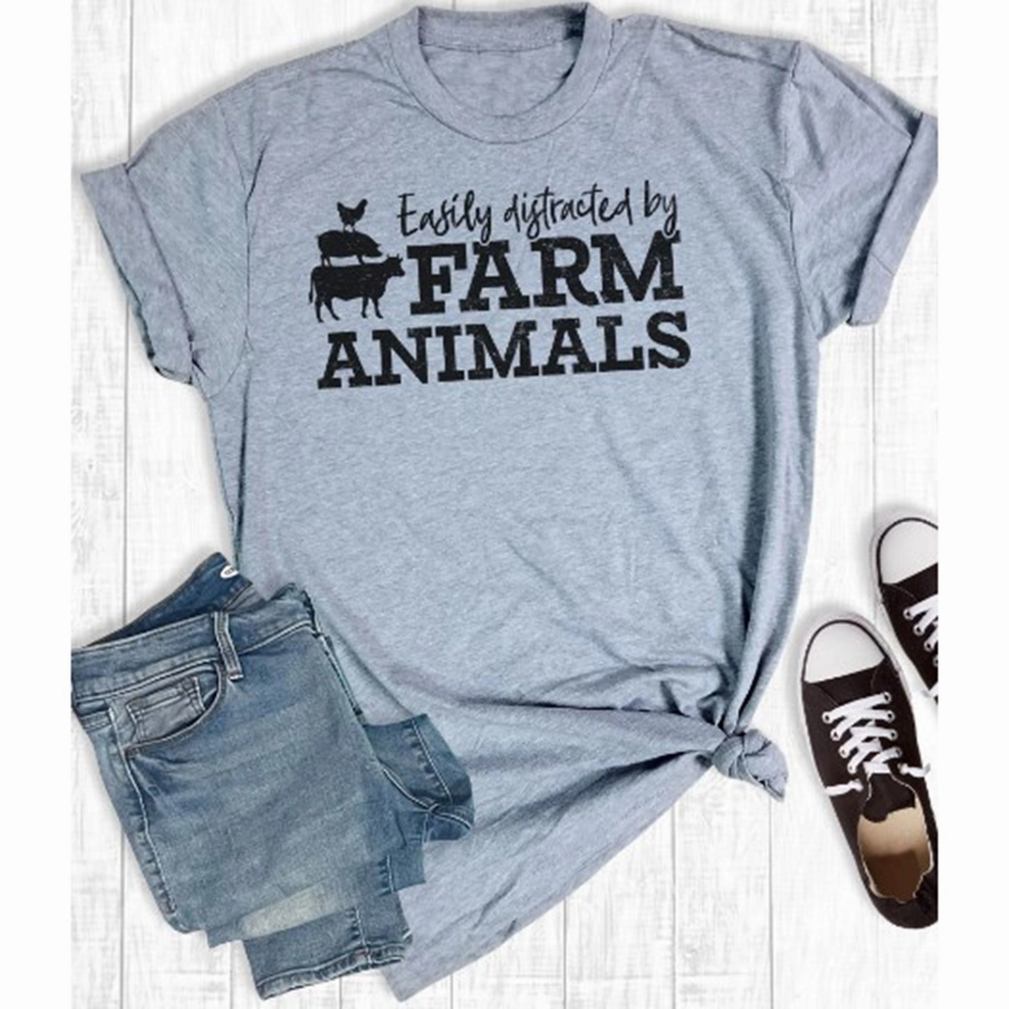 FadeResistant Rebel Rose Distracted By Farm Animals T-Shirt