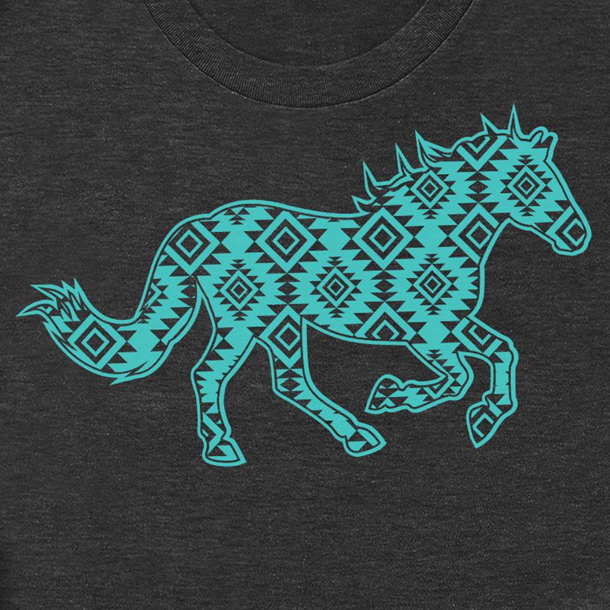 Rebel Rose Grey Turquoise Aztec Running Horse AdjustableHem summer look