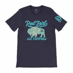 Red Dirt Unisex Aztec Bison Tee Layered Sleeve Cuffs Sleek Silhouette
