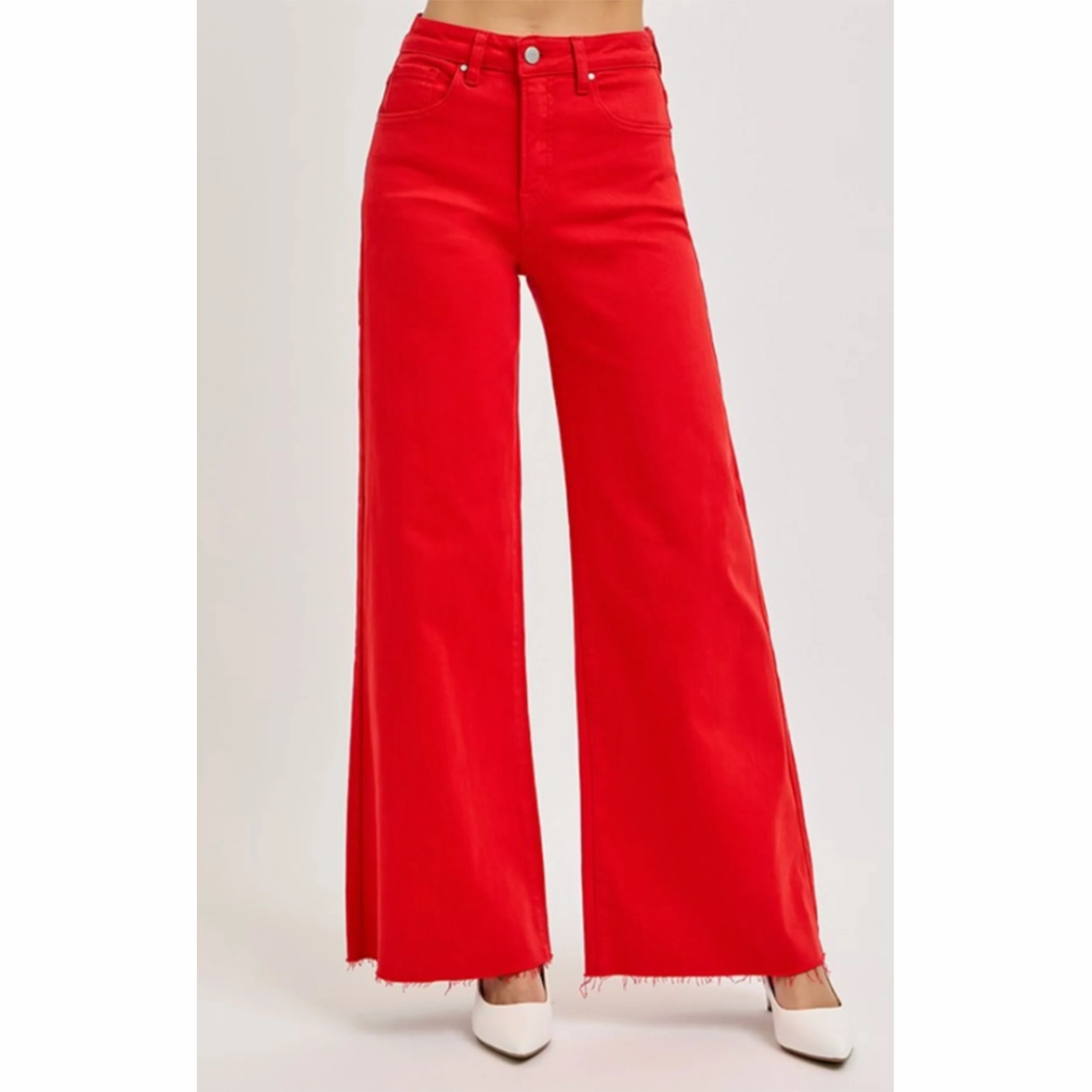 High Rise Red Fiesta Wide Leg Palazzo Jean