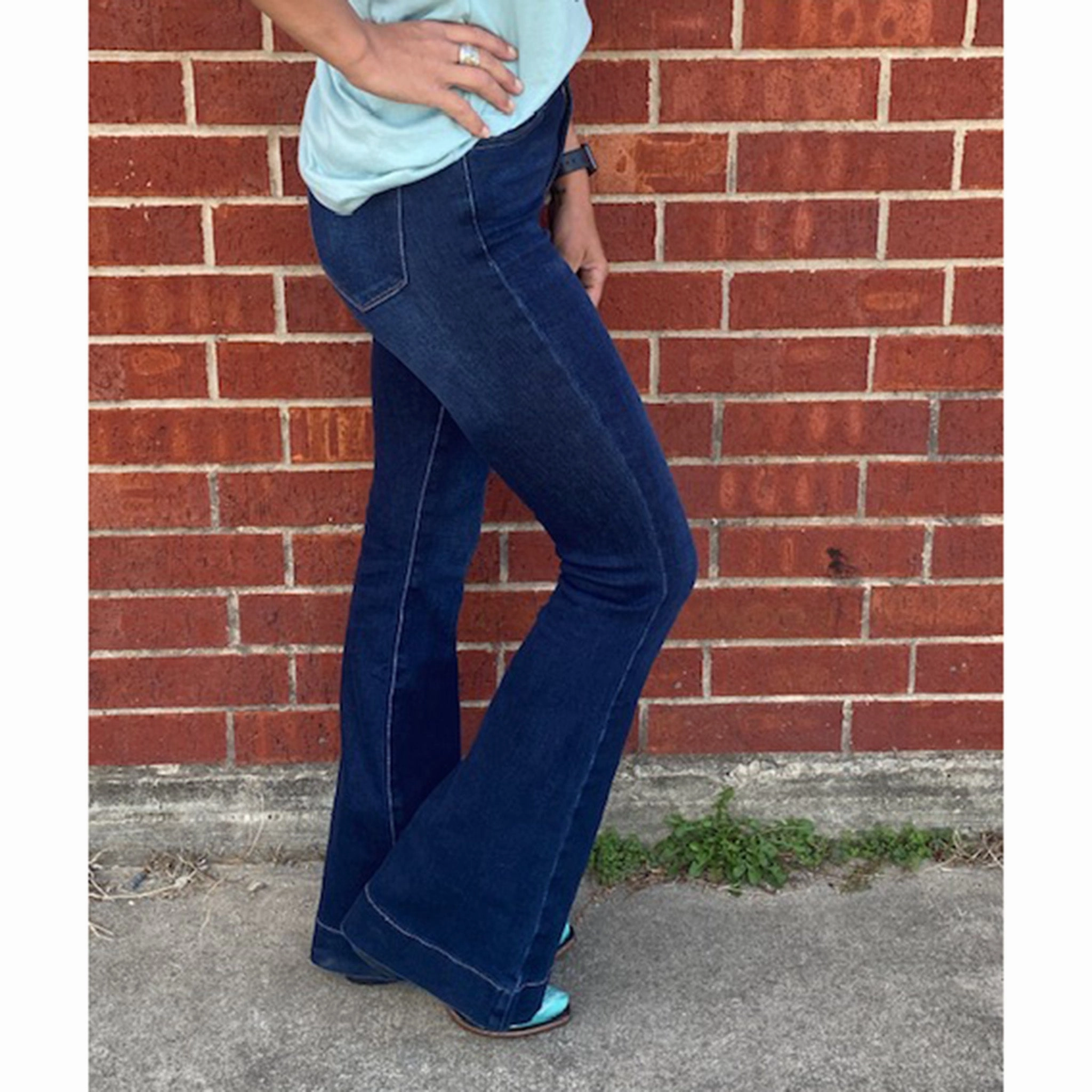 Eco Friendly Night Out No Gap Waistband KanCan Maven Dark High Rise Trouser