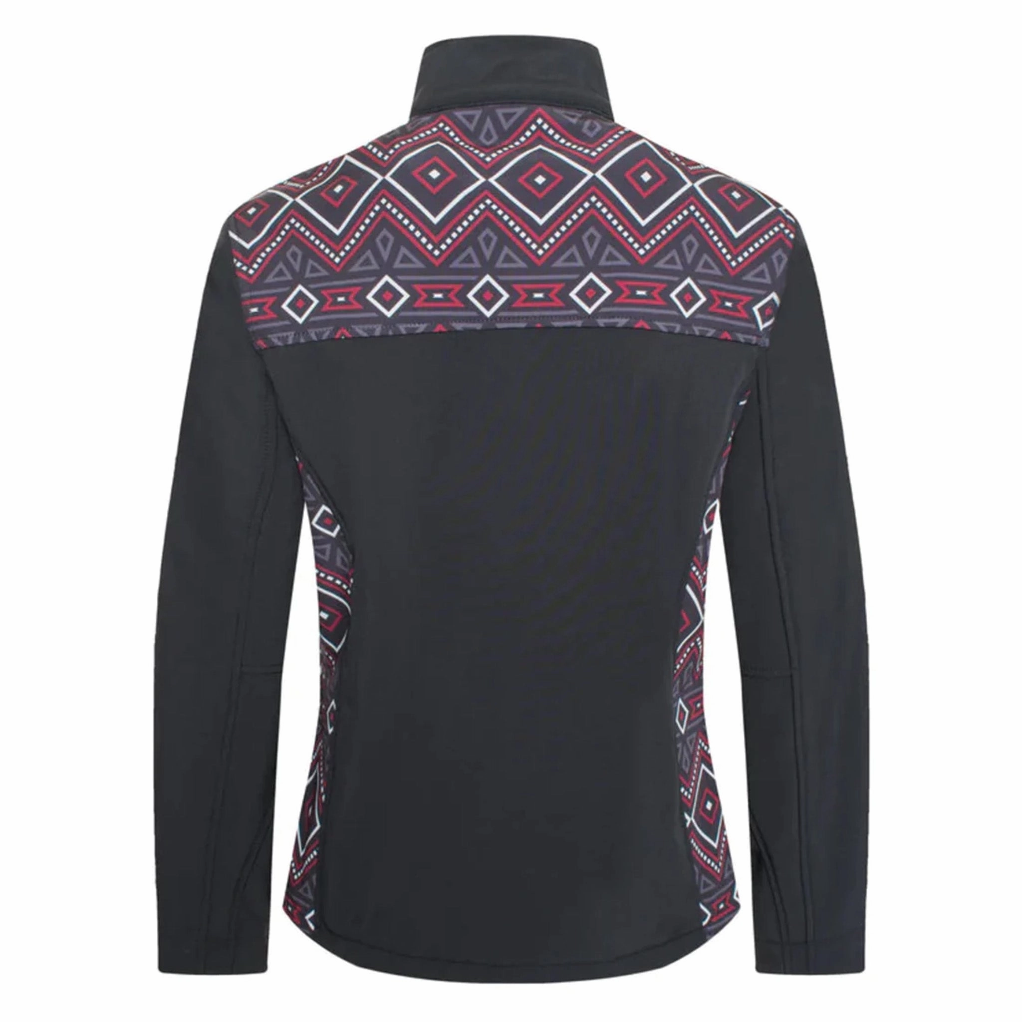 Rodeo Women's Black & Red Aztec Softshell Jacket DetachableLining Thermal regulation
