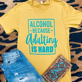 Relaxed Sweatshirt Overlock Edging Alcohol Because Adulting Is Hard Tee