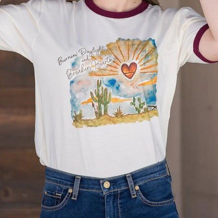 "BURNING DAYLIGHT AND BREAKING HEARTS" AntiPillingTechnology Drop Shoulder Silhouette