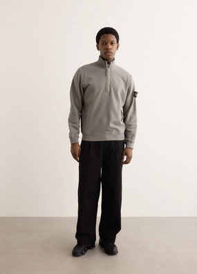 Regular Fit Organic Cotton Badge Half Zip Sweatshirt Cozy Thermal Fashionable Knit