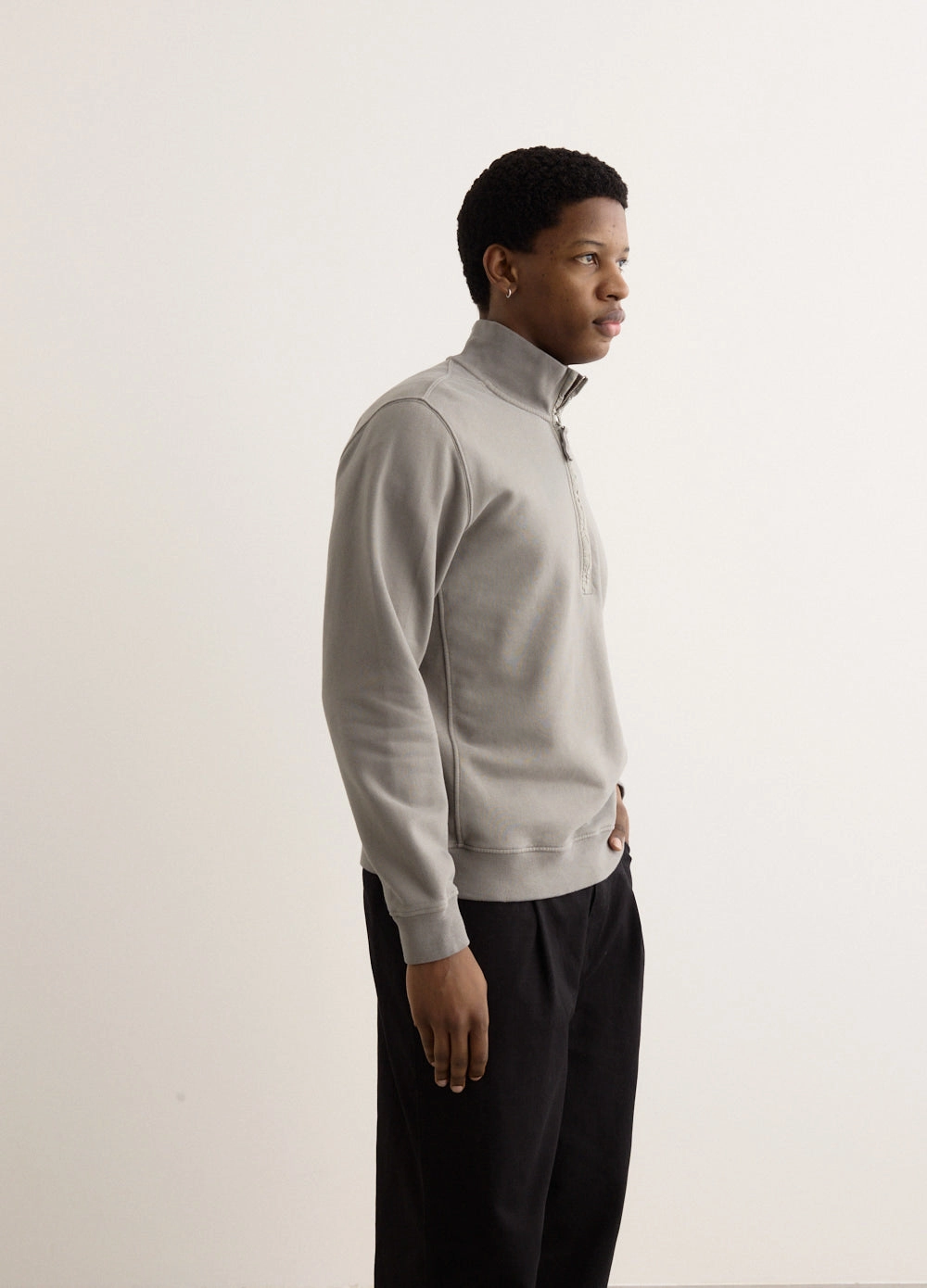 Regular Fit Organic Cotton Badge Half Zip Sweatshirt Chilly Day Style