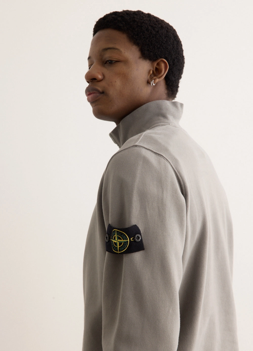 Trendy Winter Regular Fit Organic Cotton Badge Half Zip Sweatshirt