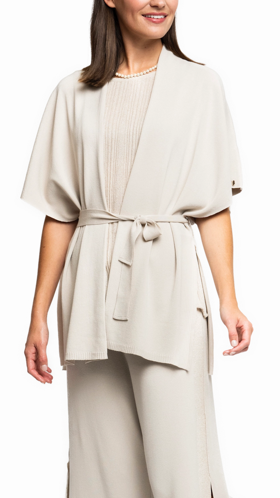 Melinda Belted Dropped Shoulder Cardigan; Beige Winter Apparel Everyday Wear