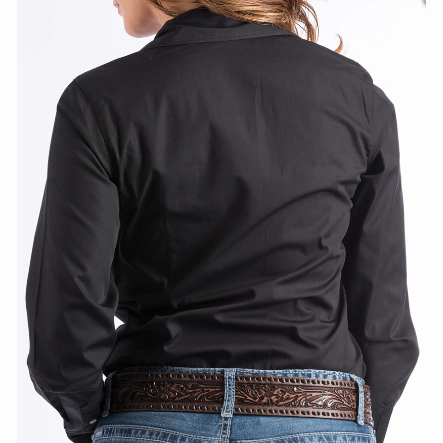 Silicone Print Detail CINCH Women's Black Long Sleeve Shirt