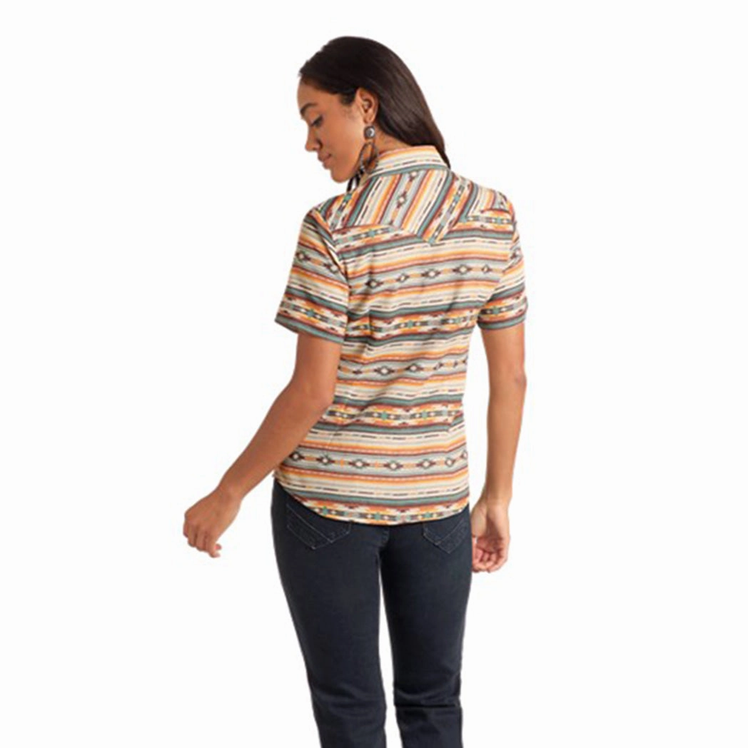 EasyCare Material Anti Pilling Panhandle Slim Women's Aztec Snap Shirt